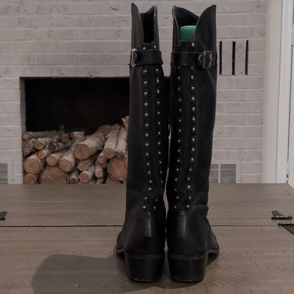 Arturo Chiang "Bes" Black Leather Riding Boot with Studs Sz 9.5 - Picture 8 of 16